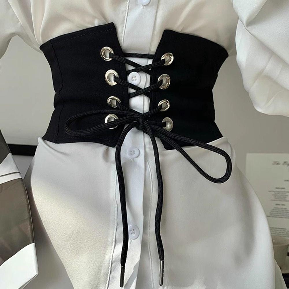Adjustable Wide Belt Black Waist Corset Punk Elastic Cummerbunds  Ladies