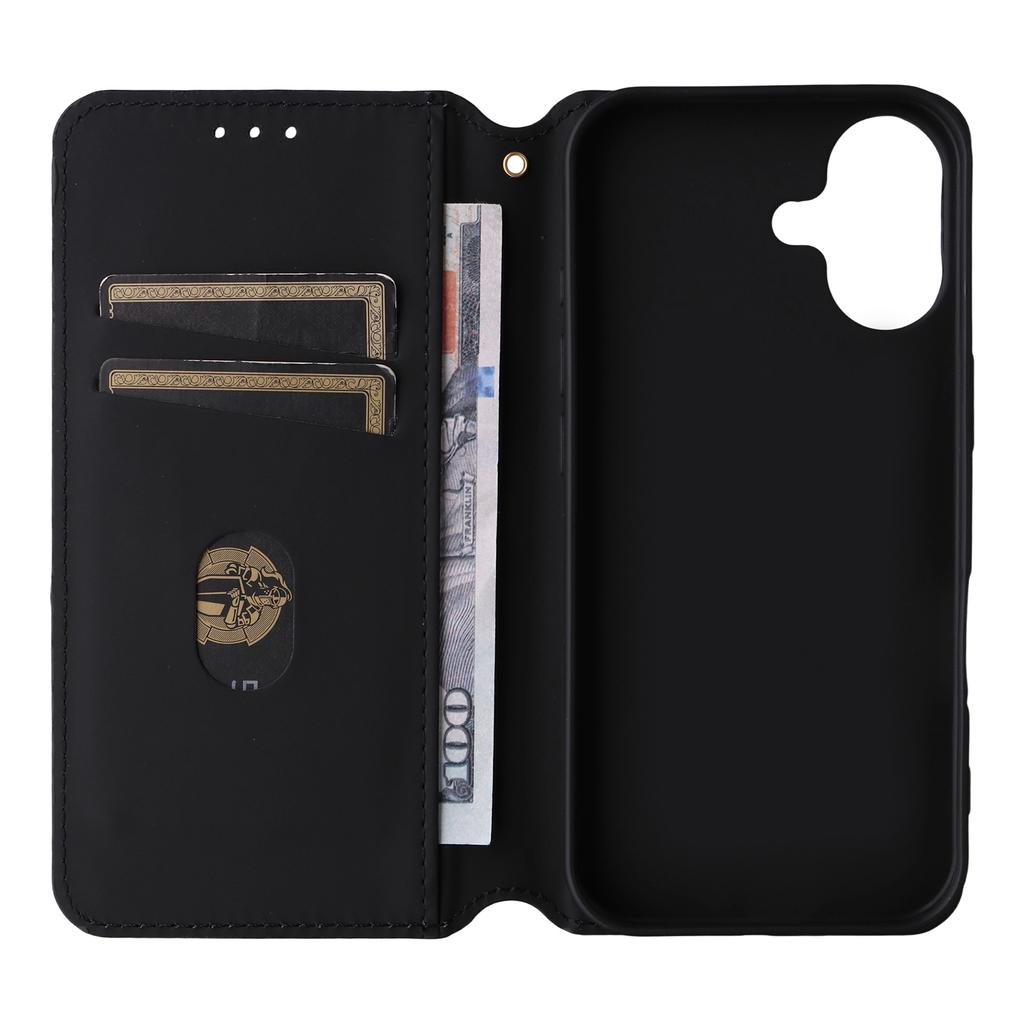 For iPhone 17 Case Wallet Rhombus Imprinted Leather Phone Cover