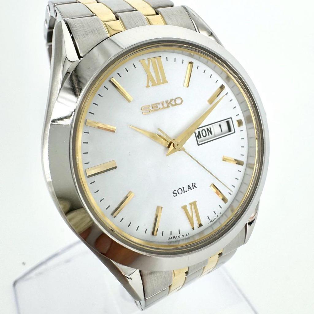 [USED] Working SEIKO Solar Day-Date Round Watch in Gold