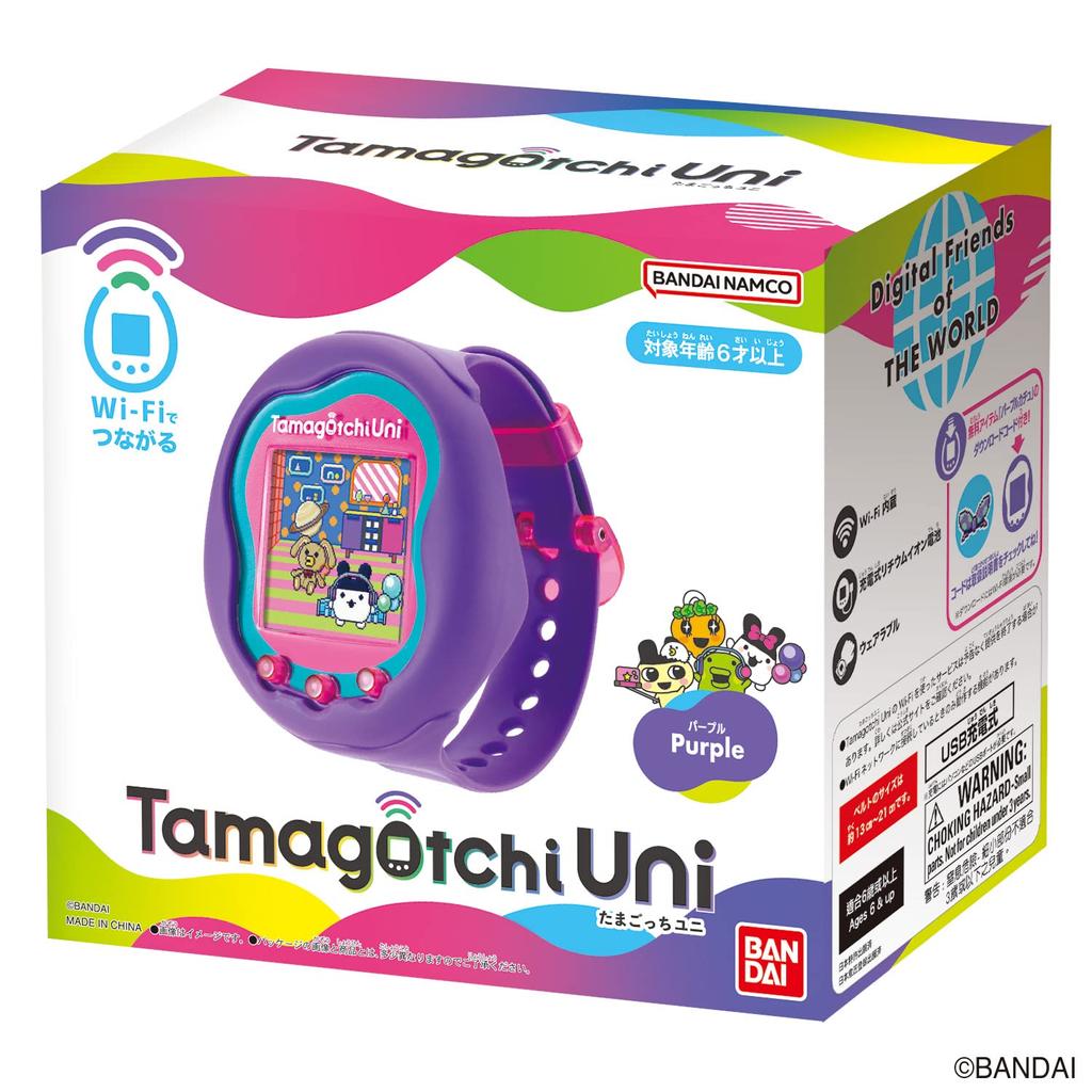 BANDAI Tamagotchi Uni Purple Целевой возраст: 6 лет и старше. Премия Toy Awards 2023. Категория игрушек для общения. Grand Nikkei. Отличные продукты и услуги.