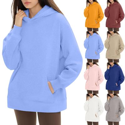 Женские модные повседневные универсальные повседневные толстовки с круглым вырезом, однотонные топы с длинными рукавами