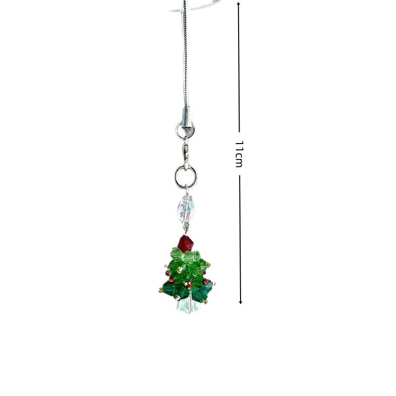 Cute Christmas Mobile Phone Straps Bead Christmas Tree Keychain Lanyard Bag Pendant Decoration Year Gift