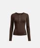 BADBLOOD Everyday Zip Henley Long Sleeve T-Shirt - Brown