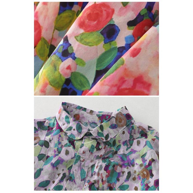 Dimanaf 2025 Женская весна Новая рубашка Блузка с длинным рукавом Пуговицы Модные топы Футболки Свободная цветочная блузка