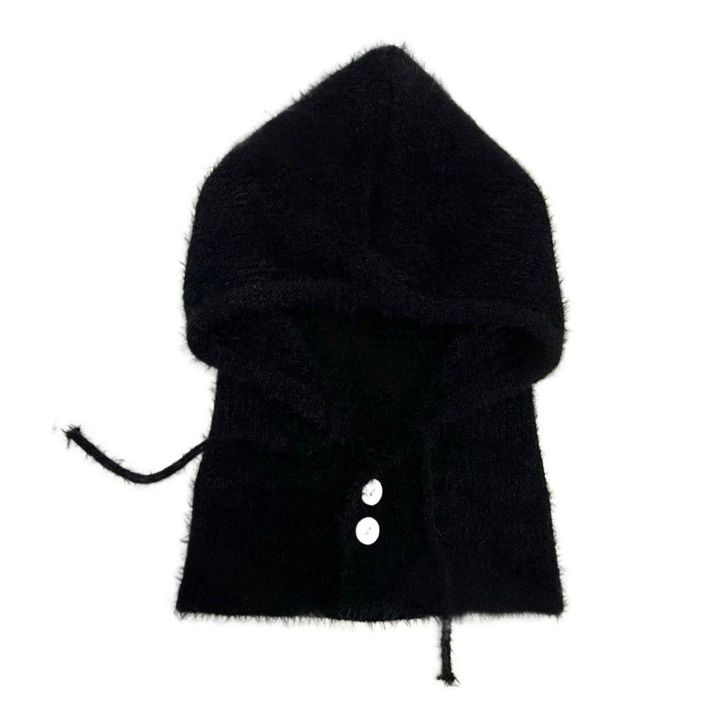 Hat and Scarf Integrated Women Balaclava Plush Windproof Cap Knitted Beanies Outdoor