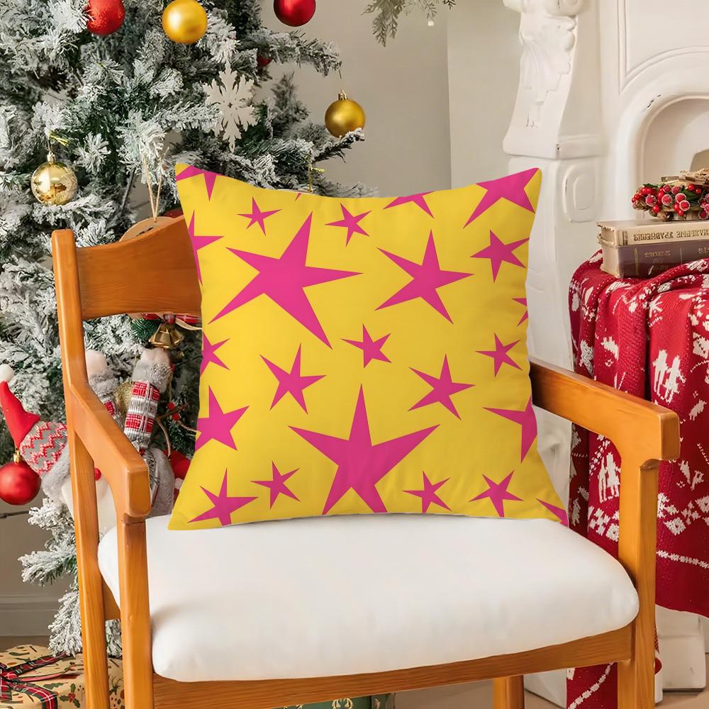 Stars Pattern Pillow Case Silky Elegant Comfort Sofa Bed Invisible Zipper