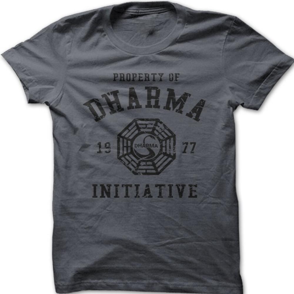 Футболка ZX DHARMA Initiative 1977 Телешоу LOST С принтом Хлопковая футболка с коротким рукавом и круглым вырезом Обычный крой Одежда Удобные топы