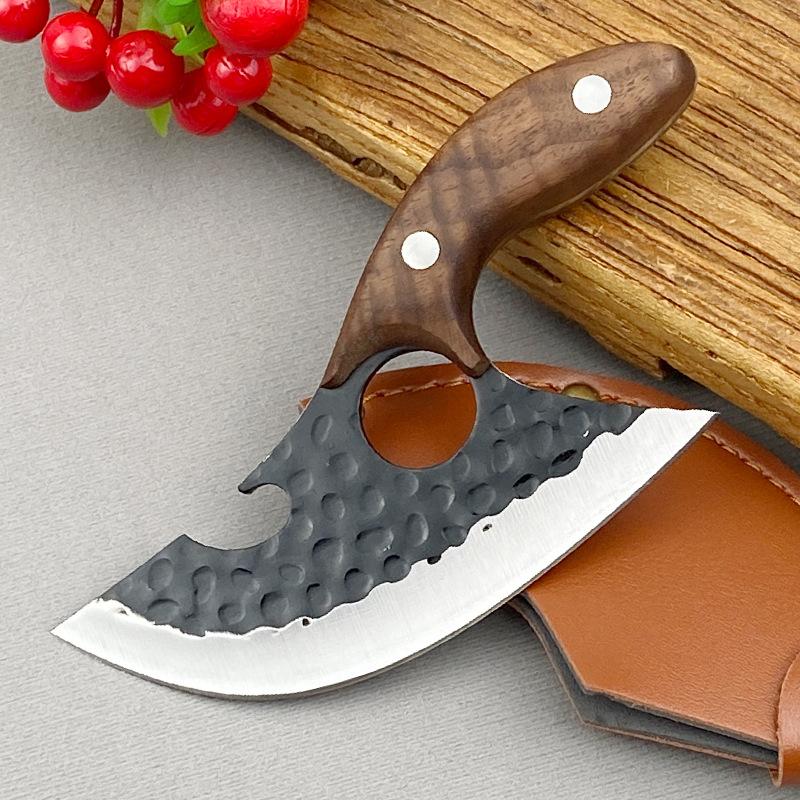 Stainless Steel Hammer Pattern Meat Knife Butcher Cleaver Knife for BBQ, Picnic, Kitchen