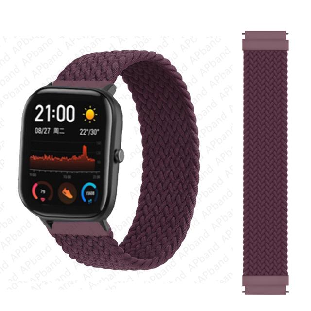 20 мм 22 мм ремешки для часов для Amazfit GTS/4/3/2/2e/GTS2 Mini/GTR 4/3 pro/GTR2/2e/2 Плетеный solo loop Браслет Amazfit bip 6 5 ремешок