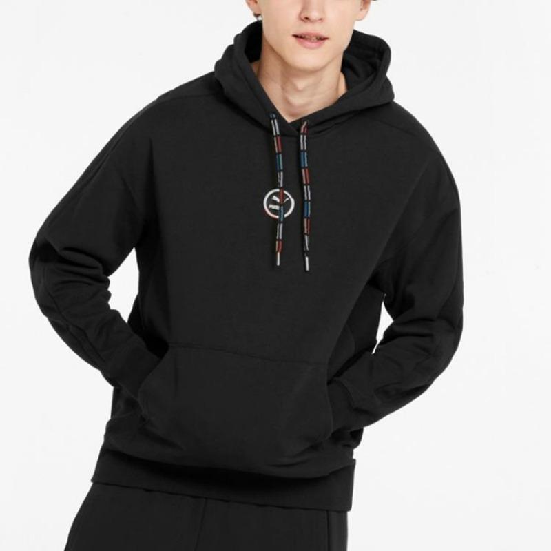 Puma Толстовка с капюшоном из хлопка с кулиской и логотипом, унисекс, черная 535374-01