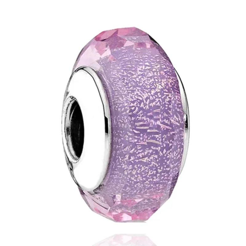 925 Silver Colored Flower Leaf Cosmic Rainbow Murano Glass Charms Beads Fit DIY Bracelet Women Jewelry Gift