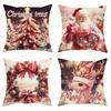 Christmas Pillow Cover Santa Claus Cartoon Cotton Linen Printed Decorative Throw Cushion Case 45x45cm