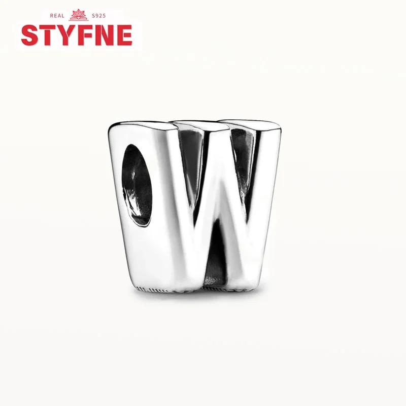 Silver 925 Alphabet Charms A-Z 26 Letters Fine Beads for DIY Jewelry Making Women Gifts Bracelet