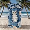 Fish Towel Textile Bathrobe Beach Pattern Quick-Drying Funny Cat Lightweight Portable Retro Camping Swim Pool Travel