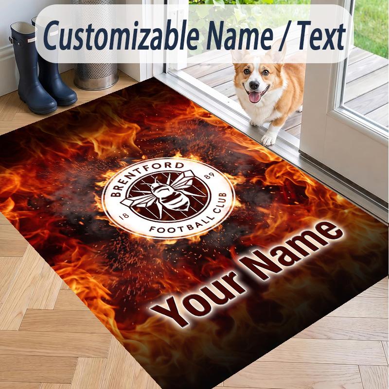 Custom Text Printed Rug Brentford Football Non Slip Floor Carpet For Home Room Decor