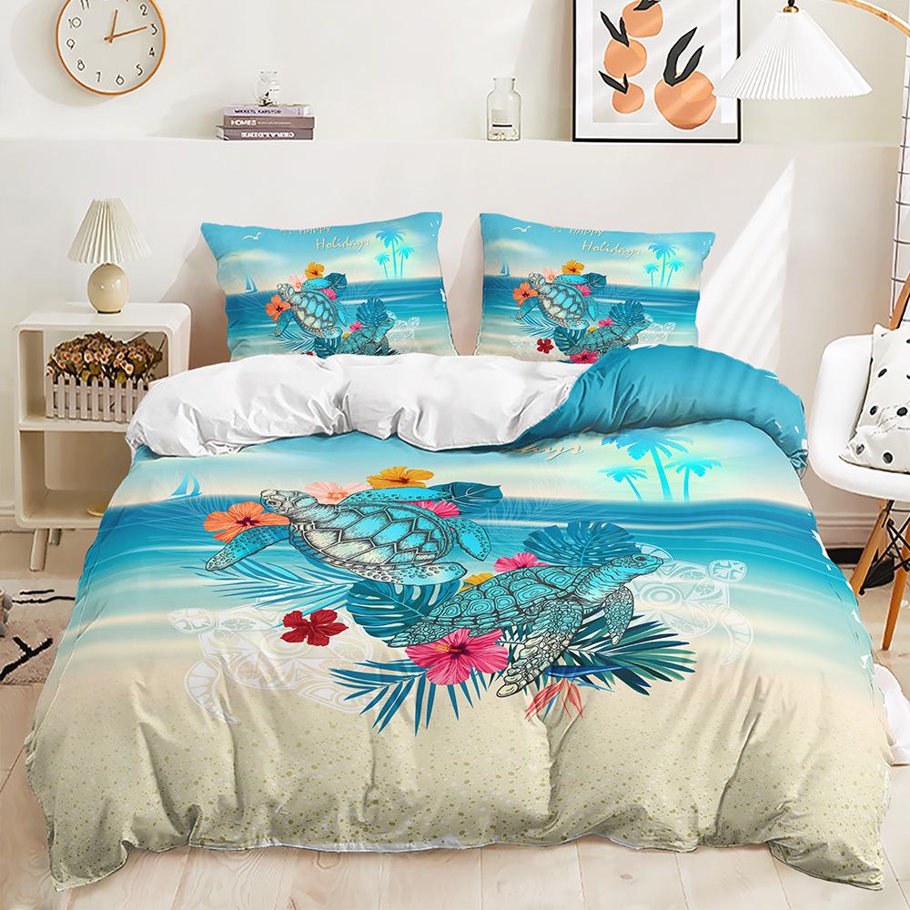 Three-Piece Underwater World Sea Turtle Quilt Cover Digital Printing Kit Two-Piece Set