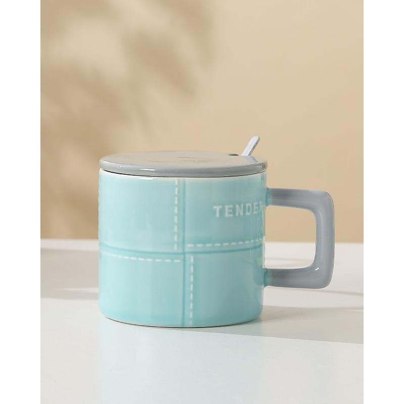 Creative and Simple Mugs Macaron Color Blocking Ceramic Cups High Appearance Level  InS Style Couple Coffee Cups and Souvenir Cups