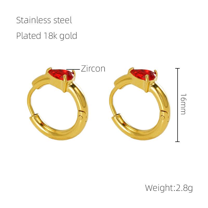 New Stainless Steel Inlaid Zircon Earrings Women's Fashion Light Luxury Water Drop Titanium Steel Earrings