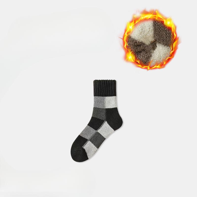 Мужские зимние носки до середины икры из чистого хлопка, утолщенные и с флисовой петлей, теплые