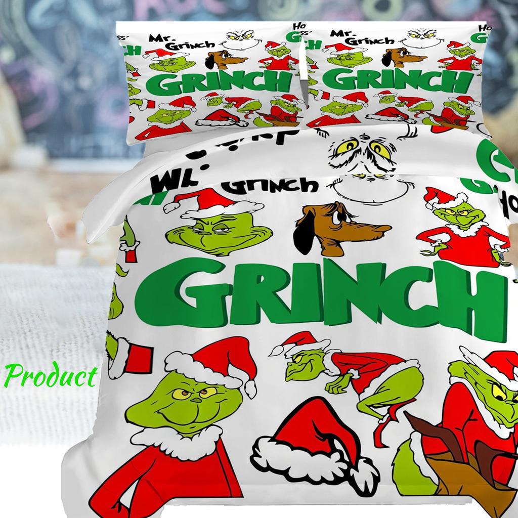 Пододеяльник с принтом рождественских украшений. Супермягкая матовая микрофибра для двуспальной кровати. Удобный комплект с застежкой-молнией и 2 наволочками.