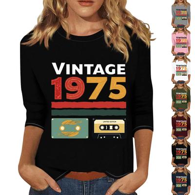 Женский модный повседневный пуловер с воротником три четверти и принтом