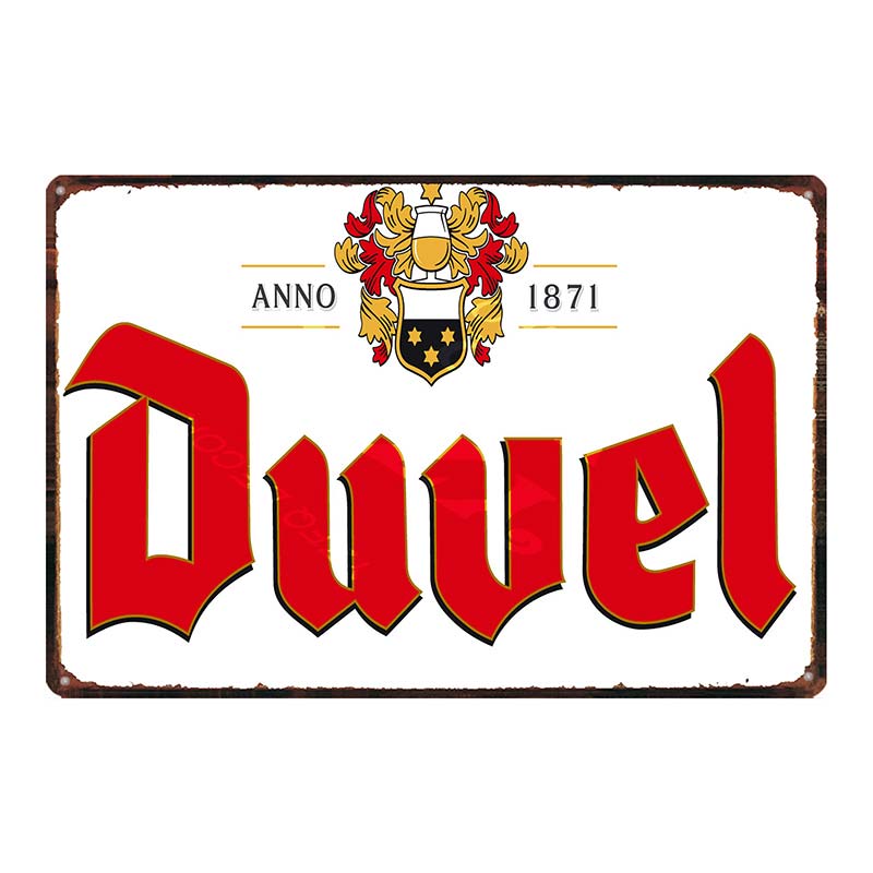 YZFQБельгийское пиво Duvel Жестяные металлические знаки Табличка Винтажный Музыкальный Бар Ресторан Дом Мужская берлога Декор Настенные наклейки DU-7713B
