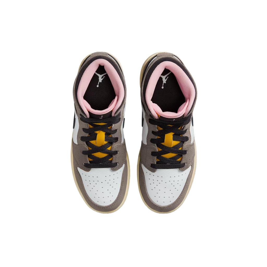 Air Jordan 1 Mid SE GS Белый Пещерный Камень Темная Сера Маслянисто-Серый HQ2014-100
