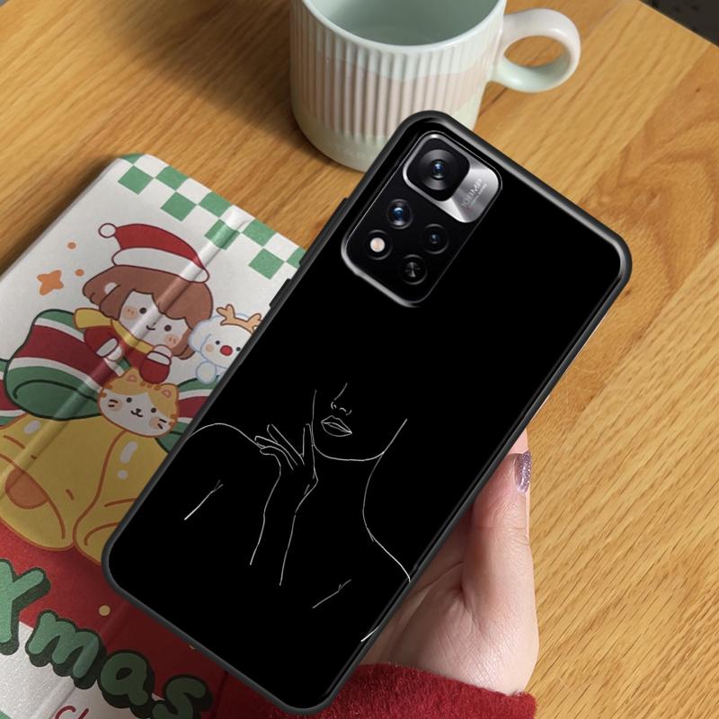 Abstract Line Art Black Case For Xiaomi Redmi Note 14 Pro 13 12 11 10 15 Pro Plus Redmi 13 C 15 10C 12C 14C 15C Cover
