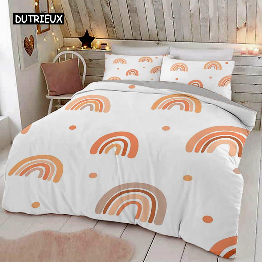 Trendy Pastel Colors Rainbow Bedding Set Baby Kids Duvet Cover 150x210 135x200 With Pillowcases And Zipper