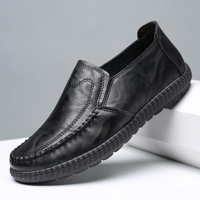 Fashion Genuine Leather Mens Loafers Comfortable Slip On Driving Casual Shoes Soft Bottom Men's Boat Footwear Fashion Comfortable Lazy