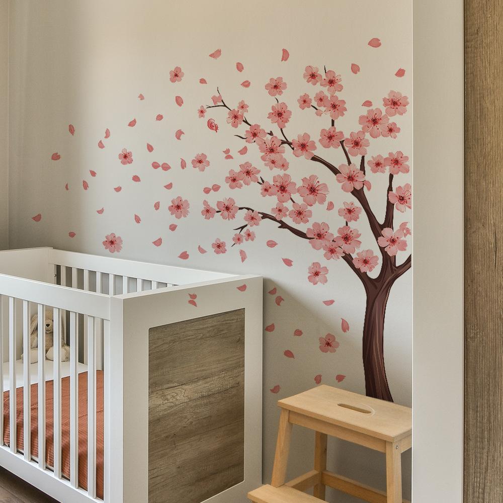 2 шт. акварельные ветки деревьев персиковый цвет птица спальня гостиная домашний фон украшение настенные наклейки