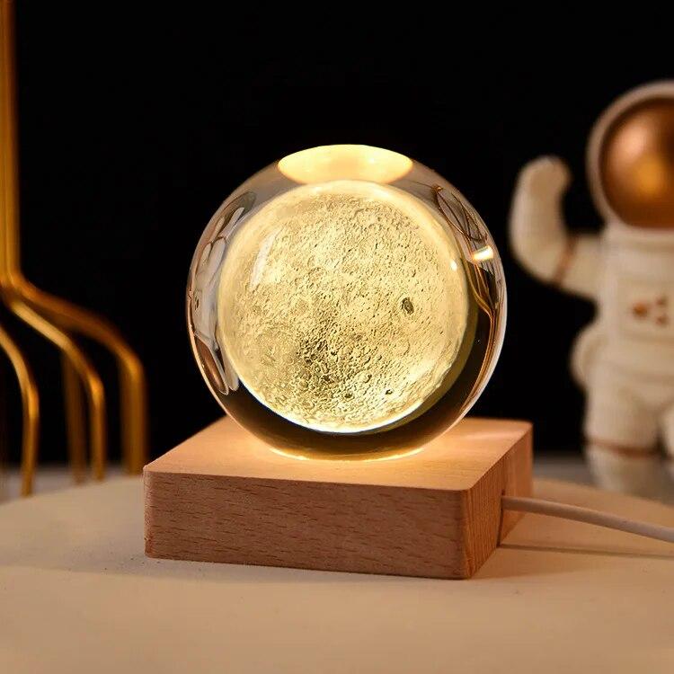 Декоративная лампа на День святого Валентина, 3D хрустальный шар, светящийся светодиодный ночник, декор для спальни, ночник с галактикой и луной, подарок для пары детей