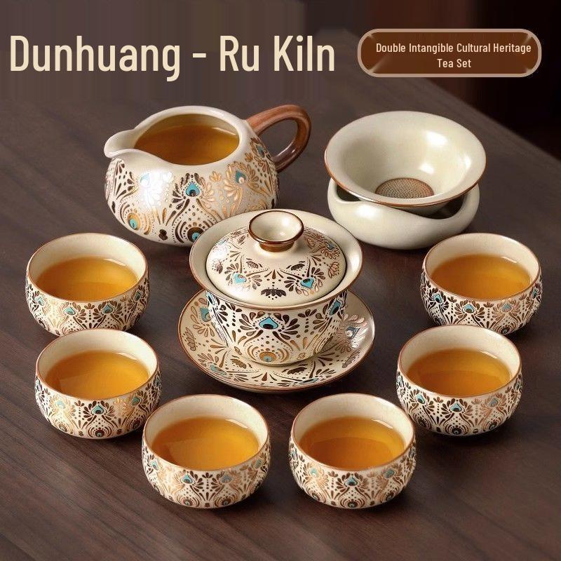 Chaxun Ru Kiln Dunhuang Phoenix Plume Kung Fu Tea Set