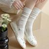 Spring and Summer Thin Women's Pile Socks Hollowed Out with Jk Socks Ins Wind Sweet Mid-tube Women's Socks