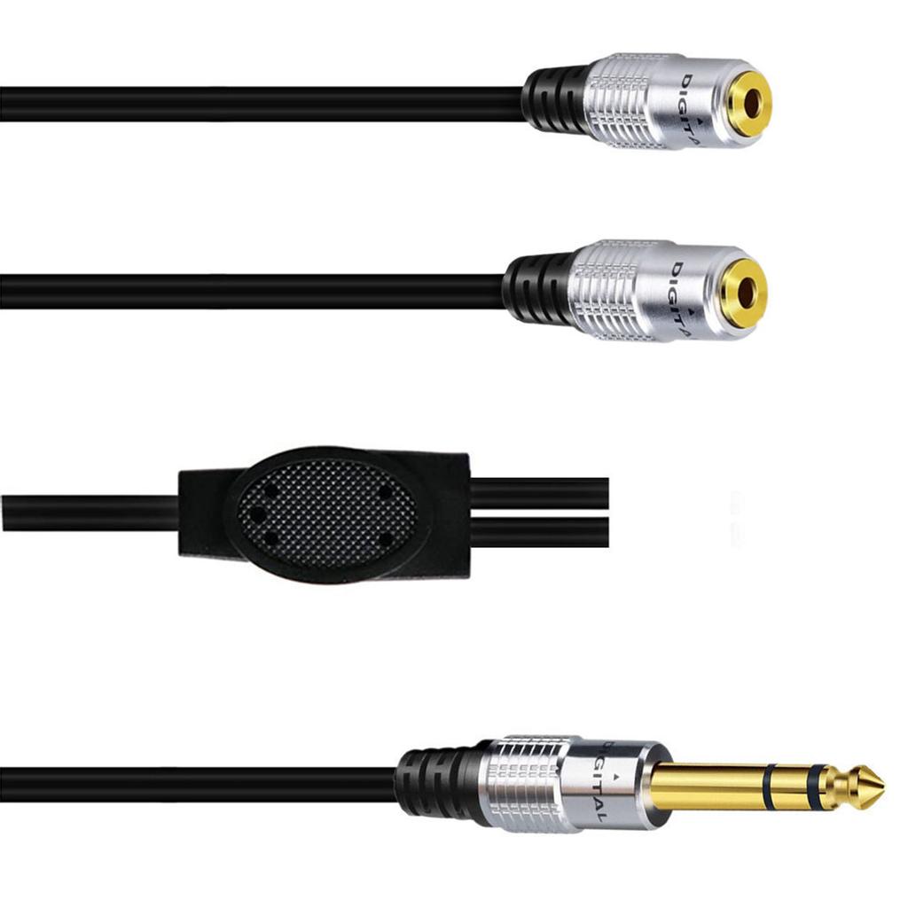 Dual- 3.5mm 1/8" TRS Stereo Female To 1/4 Inch 6.35mm Male Mono Male Y Splitter Cable 5ft/1.5m