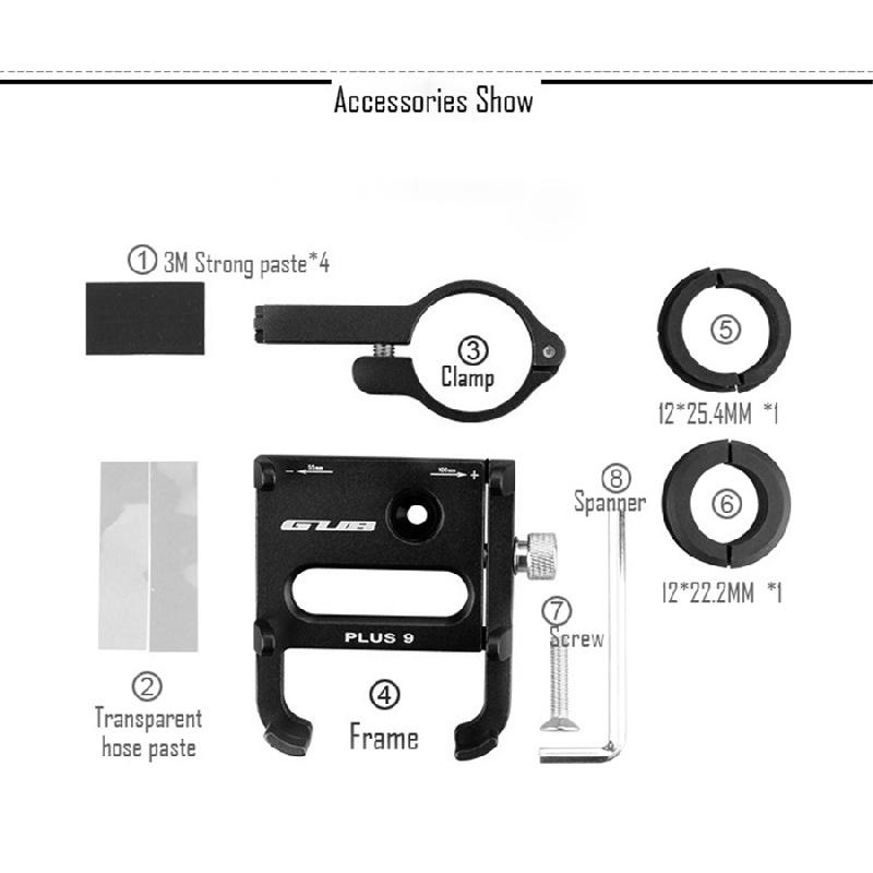 Gub Plus 9 Aluminum Alloy Cell Phone Holder Bicycle Motorcycle Handlebar Holder Mount, Clamp Size: 55-100Mm