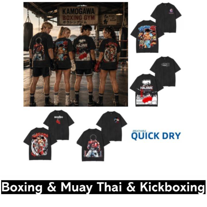 T-shirt Ippo Cartoon Anime MMA Boxing Muay Thai Kickboxing Print 3D Training Short Sleeve Fitness Gym Workout Sport Unisex