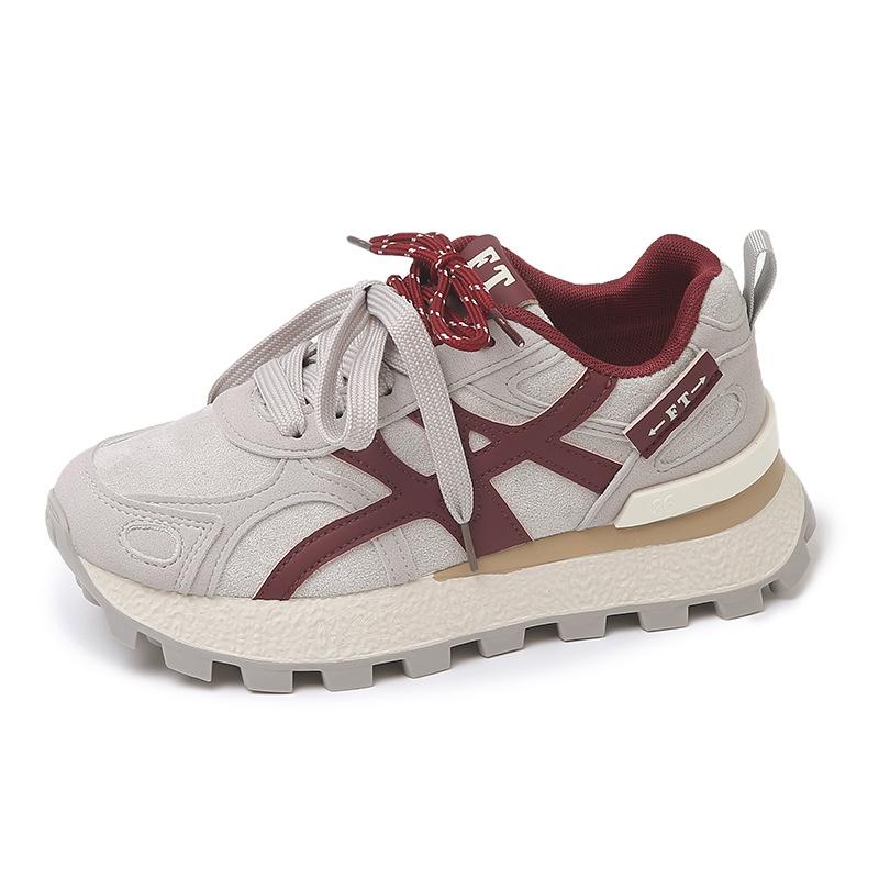 Толстоподошвенные кроссовки «папины» женские 2025 осень новая легкая роскошь взрыв повседневная мода увеличивающие рост спортивные маленькие белые туфли