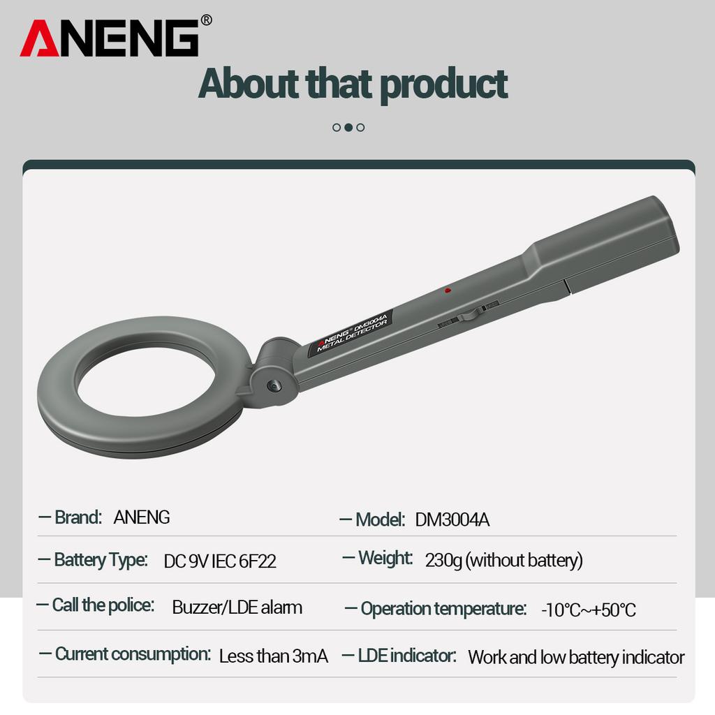 ANENG Handheld Metal Detector Portable Electronic Metal Detecting Device Airport Security Metal Detector 180 degrees