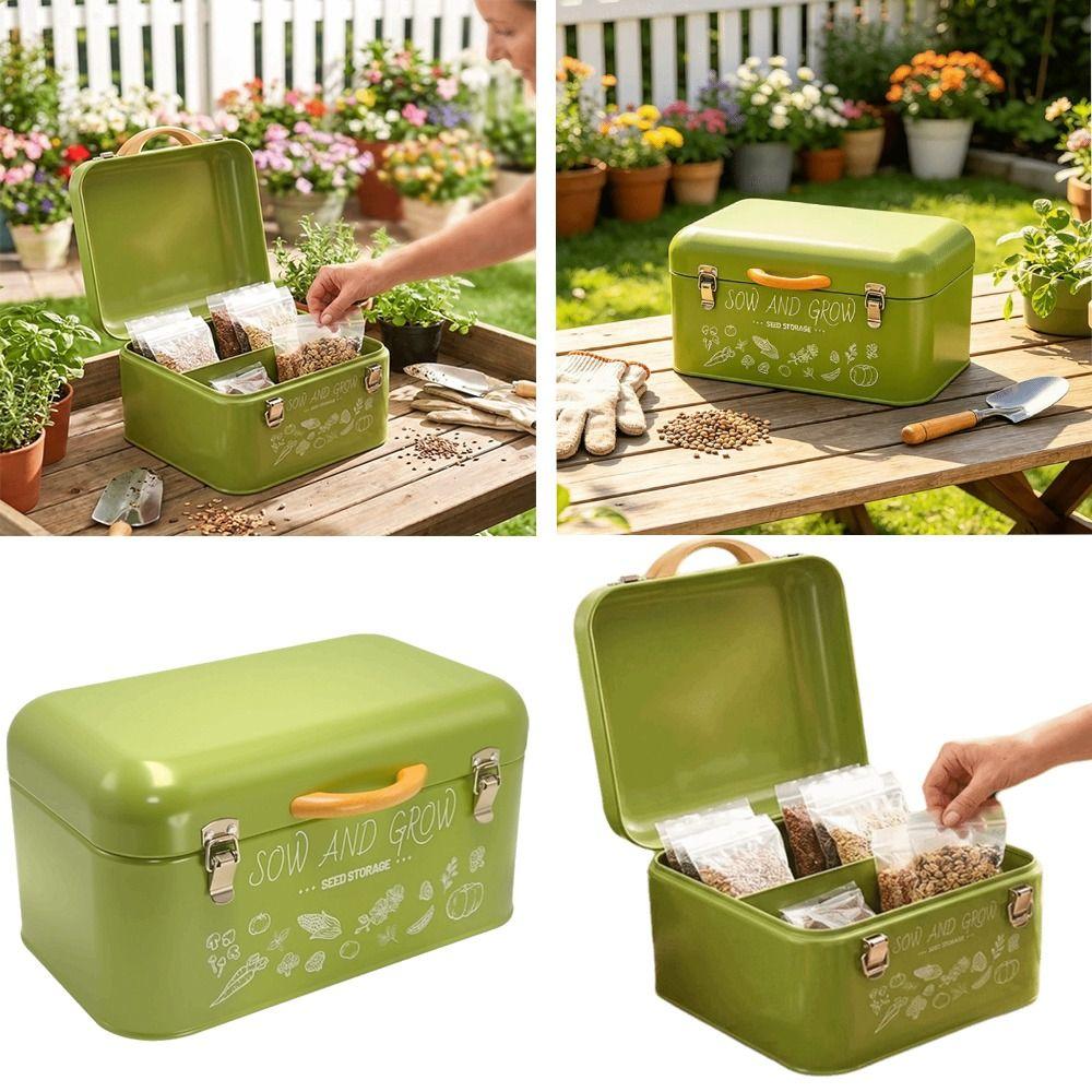 Metal Seed Storage Box Waterproof Storage Container Nordic Style Sorting Box  Outdoor Gardening