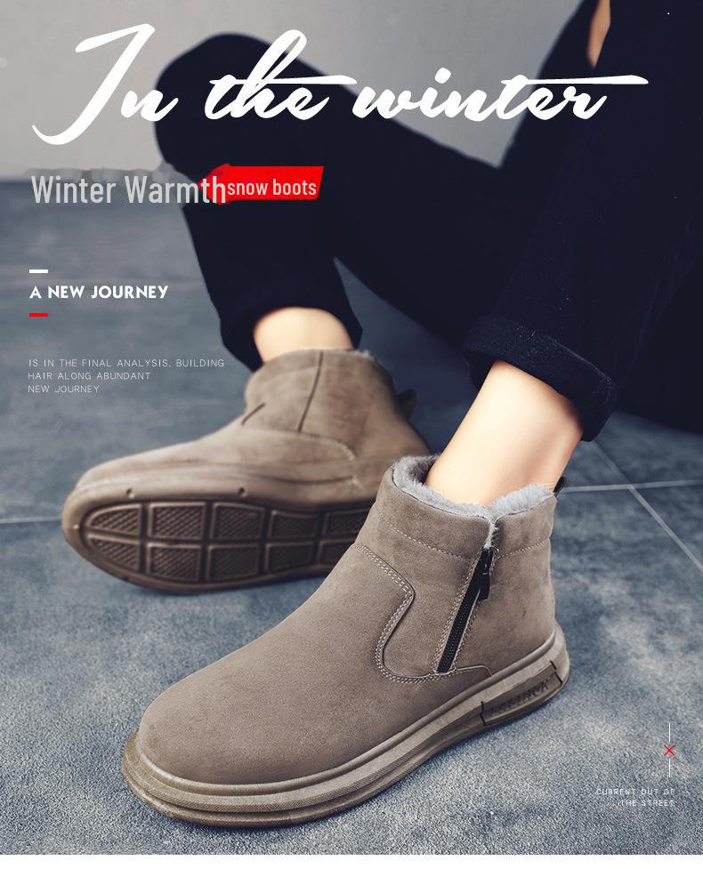 Мужские зимние ботинки средней высоты: Уличный теплый, нескользящий, утолщенный, плюс бархат