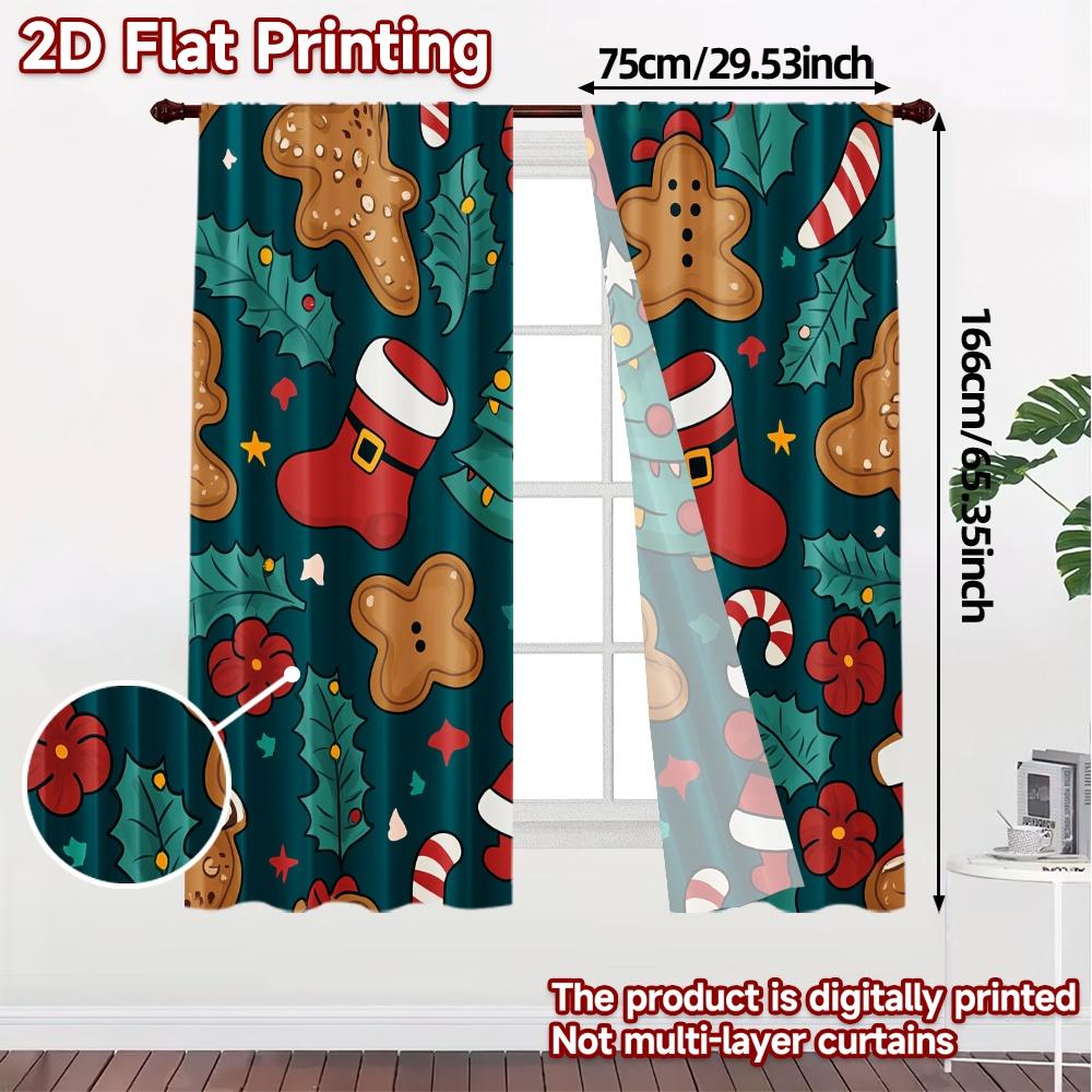 2 шт., Занавески Милый Рождественский Чулок Дерево (2) Креативные Популярные Шторы Машинная Стирка Тканевые Шторы Украшения Внутри