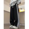 Unisex Korean-Style Summer Striped Loose Straight-Leg Casual Pants
