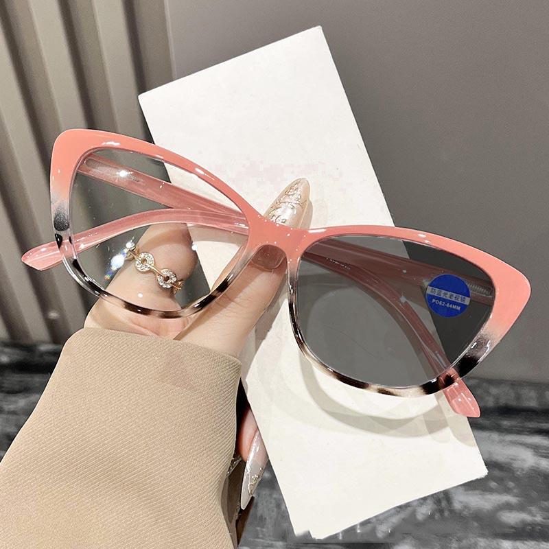 Стильные очки «кошачий глаз» фотохромные с защитой от синего света для пресбиопии унисекс высокой четкости ультралегкие для чтения от 0 до +4.0