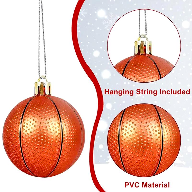 6Pcs Real-Looking Fashion Personalized Christmas Ball Football Basketball Hanging Ornament