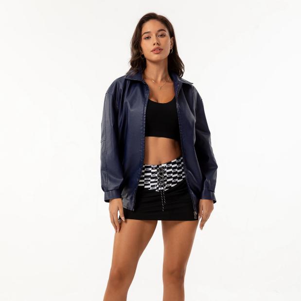 Европейская и американская свободная кожаная куртка женская куртка с длинными рукавами и лацканами весенне-осенняя куртка