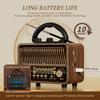 Retro Portable AM/FM/SW Radio with Rechargeable Battery, TF/AUX Playback & Antenna. Wireless for Home, or Emergency.