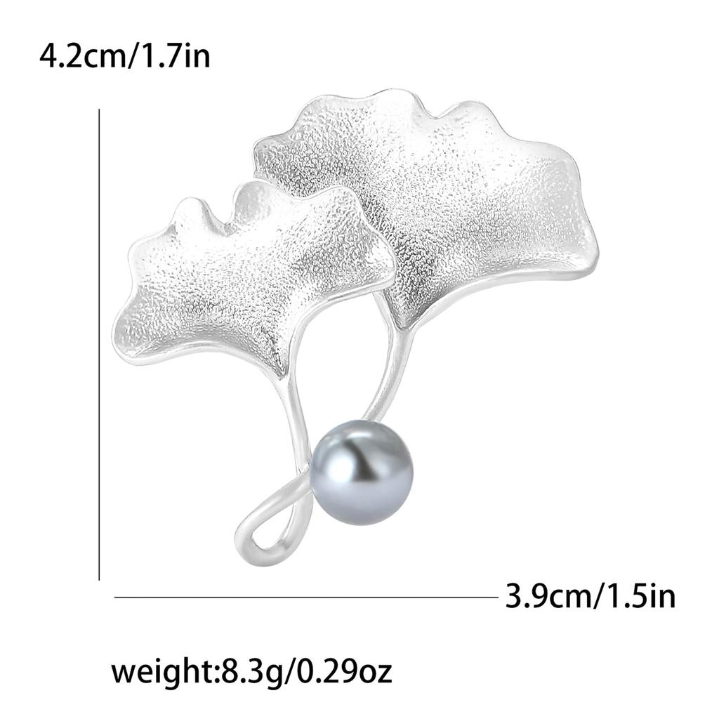 Alloy Ginkgo Biloba Pearl Brooch Niche Creative Women'S Clothing Corsage Ornament Pin