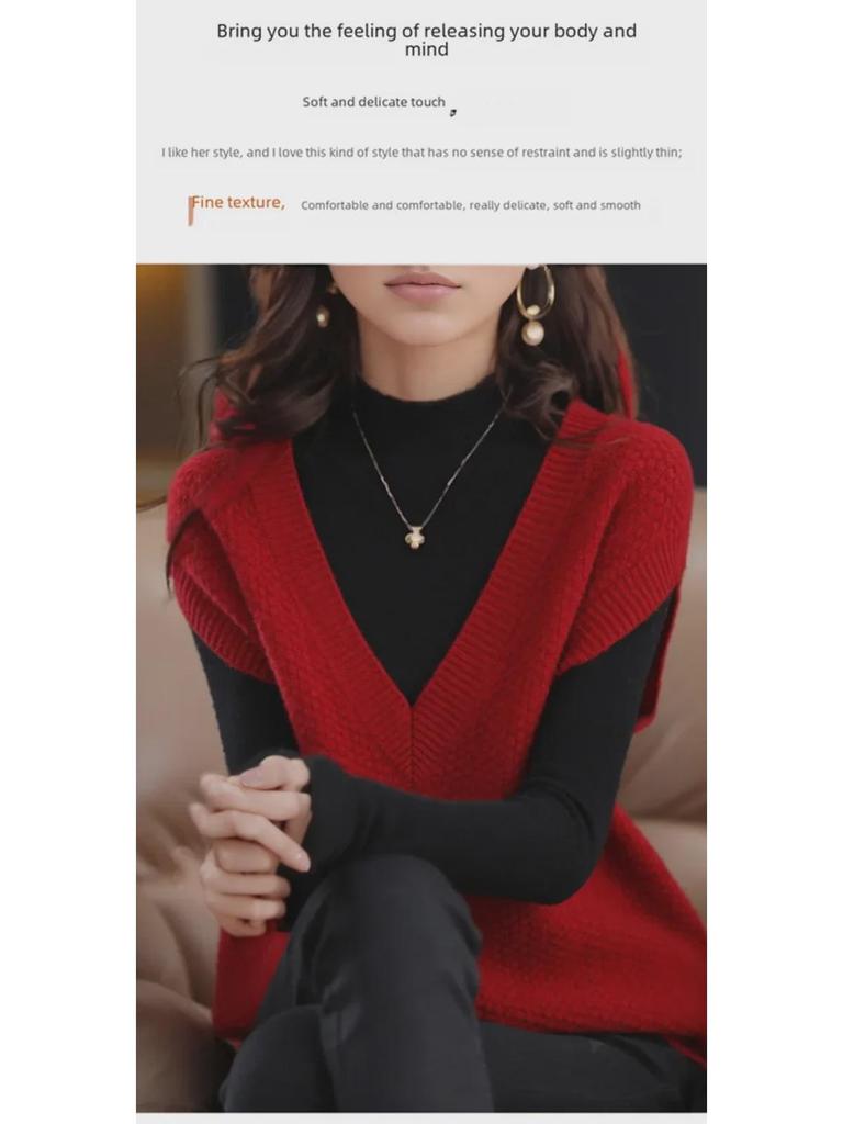 Женский мягкий вощеный трикотажный жилет - весна 2023 года, свитер с V-образным вырезом, жилет для весны и осени