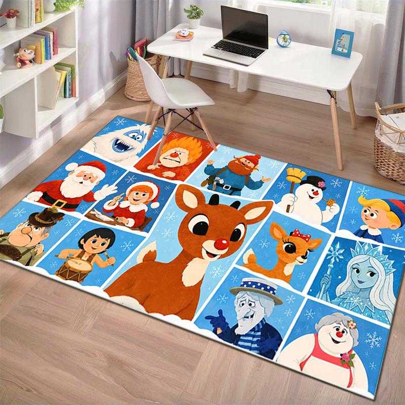 Rudolph Reindeer Friends Carpet Home Decor Living Room And Bedroom Mats Art Room Christmas Gifts